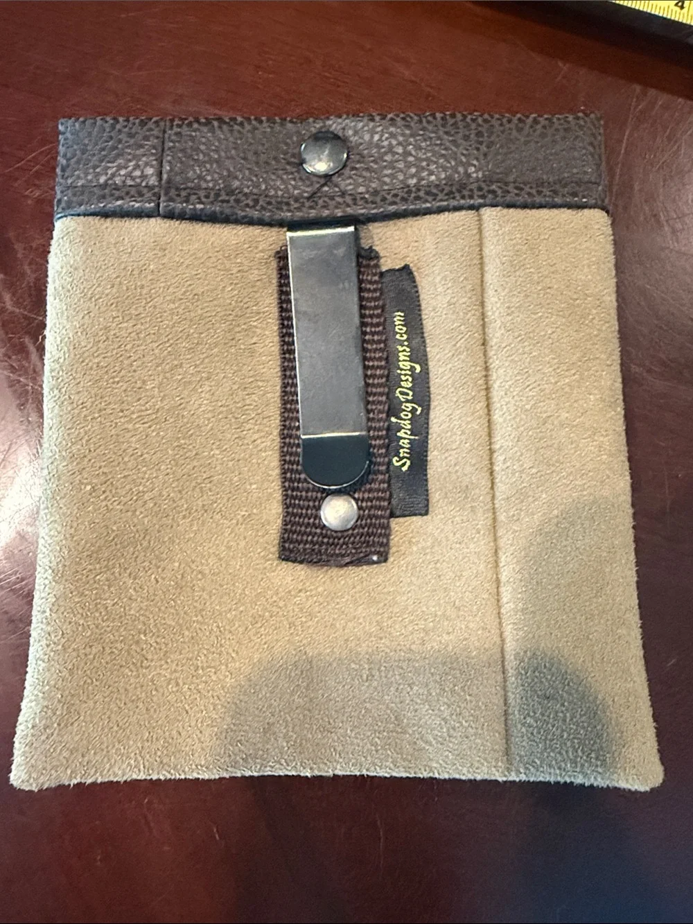 Dog Treat Training Pouch with a waistband clip -Tan with Dark Brown Trim